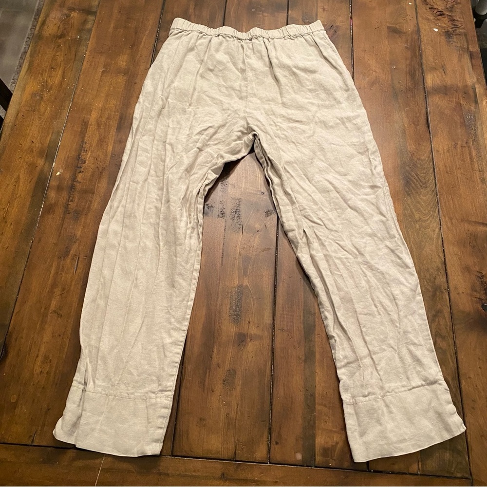 Peck & Peck Women's M Linen Gray Taupe Pants